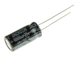 Kondensator 1000μF 25V dc Radialny, Otwór przelotowy RS PRO roztaw: 5mm 10 (Dia.) x 20mm