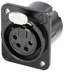 XLR panel socket, 4 pole, silver-plated, 1.5 mm², AWG 16, zinc die casting, NC4FD-LX-M3-BAG