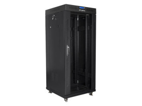 SZAFA INSTALACYJNA RACK STOJĄCA 19 27U 600X600 CZARNA DRZWI SZKLANE LCD LANBERG (FLAT PACK)