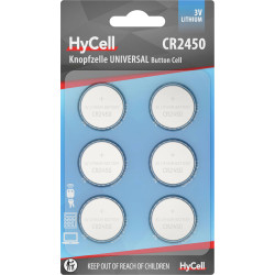 Hycell 1516-0249 Cr2450 Button Cell Lithium 3V Non Rechargeable 6 Pack