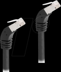 80275 Cat.6a patch cable, S/FTP, 45° angled down, 1 m, black