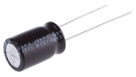 Kondensator 470μF 25V dc Radialny, Otwór przelotowy Nichicon roztaw: 5mm 10 (Dia.) x 16mm