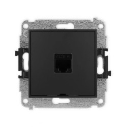 ICON Mechanizm gniazda komputerowego pojedynczego 1xRJ45, kat. 6, 8-stykowy, bez pola opisowego czarny mat 12IGKBO-3