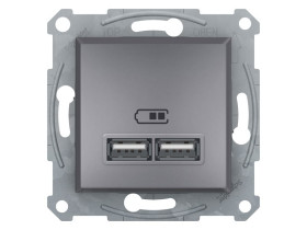 ASFORA Gniazdo ładowarki USB podwójne 2,1A stal EPH2700262 SCHNEIDER ELECTRIC