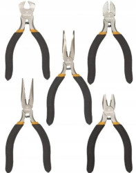 Szczypce precyzyjne uniwersalne 115m, boczne 115mm, czołowe 115mm, wydłużone proste i odgięte 130mm (zestaw 5 szt.) 32D755