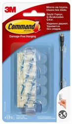 Haczyki małe, klipsy do organizacji kabli 4szt + 5szt małych pasków mocujących transparentne wewnętrzne 3M COMMAND