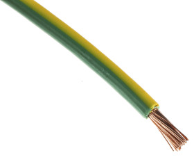Przewód montażowy 6 mm² Zielony/Żółty RS PRO PVC 10 AWG 1 kV dł. 100m 78/0,295 mm +105 (Air), +60 (Oil)°C BS6231 typ