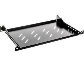 Półka do szaf 19 600mm czarna LANBERG (1U/483x300mm udźwig do 25kg, montaż 4 punktowy) AK-1004-B