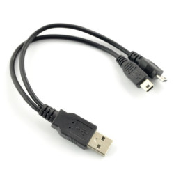 Przewód USB 2w1 miniUSB, microUSB - 20cm
