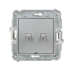 MINI Mechanizm łącznika podwójnego schodowego w stylu amerykańskim (dwa klawisze bez piktogramów) srebrny metalik 7MWPUS-33.1