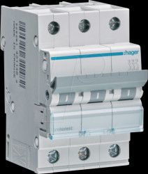 MCN310 Circuit breaker, 3-pole, 6 kA, C characteristic, 10 A, 3 modules