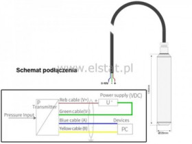 Hydrostatyczna sonda poziomu; 4m; kabel 5m; 0-10V