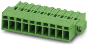 Socket header, 9 pole, pitch 5.08 mm, straight, green, 1809802