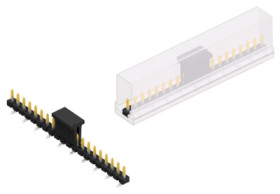 Pin header, 20 pole, pitch 2.54 mm, angled, black, SLLP5SMD03820SBSM