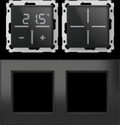 161170A0 + 161570A0 + 162149A1 Set 1x Glastaster + Thermostat + Rahmen, 2-fach, schwarz