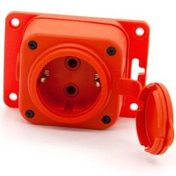 Gniazdo gumowe (TPE) pojedyncze schuko IP44 16A 2P+Z, kolor pomarańczowy, TRGP-1SCH