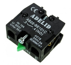 Styk pomocniczy do kaset 1xNO zielony AS22-BBE101