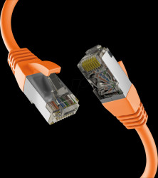 EC020200277 Patch cable, Cat.8.1, S/FTP PiMF, 2000 MHz, 0.25 m, orange