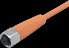 Sensor actuator cable, M12 cable socket, straight, A to open end, 5 pole, 3 m, PVC, orange, 4 A, EVT103