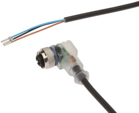 Złącze do samokonfekcjonowania M12 kątowe żeńskie druga końcówka niezarobiona 3-pinowe 10m PUR 4x0.34mm² -30-90C LED IP67 VKA002