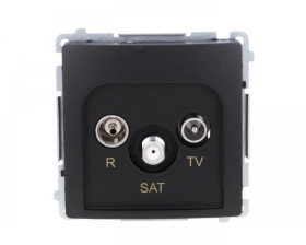 Simon Basic Gniazdo antenowe R-TV-SAT przelotowe (moduł), 1x wejście: 5 MHz–2,4 GHz czarny BMZAR-SAT10/P.01/49