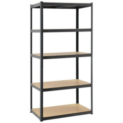 REGAŁ 5-POZIOMOWY 180 x 90 x 30 CM CZARNY UDŹWIG PÓŁKI: 175 KG GWI7361 CHOMIK
