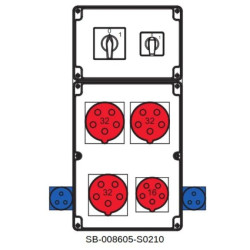 Rozdzielnica 0-1(32A) 0-1(16A) 3x5x32A 1x5x16A 2x3x16A INA=32A SB-008605-S0210-54