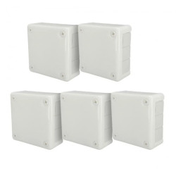 Puszka hermetyczna natynkowa 118x118x46mm 12-wlotowa, z dławikami gumowymi, IP55 zamknięcie na wkręty, biała EDO 5szt.