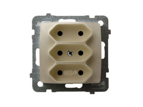KARO Gniazdo potrójne EURO 25A 230V IP-20 ecru perłowy GP-3S/m/42 OSPEL