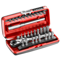 Facom R.180J31 1/4&#x27;&#x27; Drive Locking Flexible Ratchet Handle &#x2B; Bit Set &#x2B; Pico Case