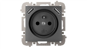 Vestra Gniazdo 2P+Z 2Xusb Zasilające Bez Ramki Podtynkowe Ip20 Czarny 3888-19