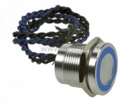 Przycisk piezo 19mm LED 12V niebieski; impuls IP68