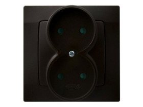 KARO Gniazdo podwójne bez uziemienia z przesłonami IP-20 zaciski gwintowe czekoladowy metalik GP-2SP/40 OSPEL