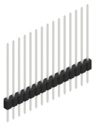 Pin header, 15 pole, pitch 1.27 mm, straight, black, 10059505