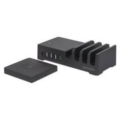 Stacja Zasilająca do smartfonów i tabletów 1x USB-C PD, 1x USB-A QC, 3x USB-A, Qi 10W
