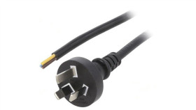 Kabel: 3X1mm2, As/Nzs 3112 (I) Wtyk, 3M, 10A Lt-423 3X1.0 Blk 3M End Cut