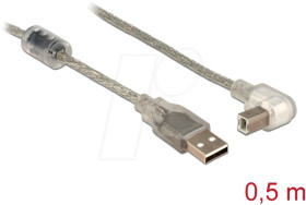 84811 USB 2.0 cable, A connector to B connector, angled, 0.5 m