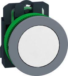 Pushbutton, unlabeled, unlit, groping, 1 Form A (N/O), waistband round, white, front ring light gray, mounting Ø 30.5 mm, XB5FA1