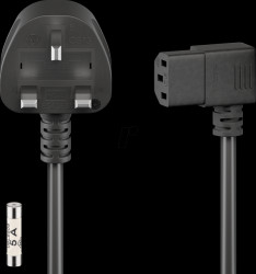 45767 Non-heating connection cable, 2.0 m, UK connector, black, angled