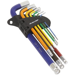 Sealey AK7190 Ball-End Hex Key Set 9pc Colour-Coded Long Metric