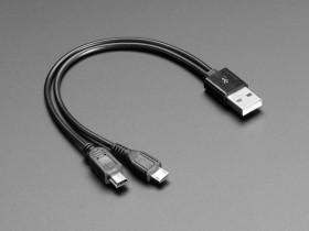 Adafruit USB cable - 8" A to Mini B Charging and Micro B Data