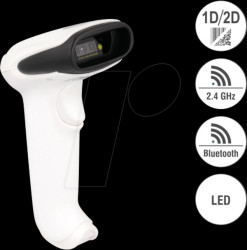 90587 Barcode scanner, 2D, 2.4 GHz/Bluetooth/USB, white