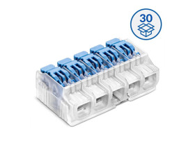 Szybkozłączka instalacyjna SCL5 z dźwignią do linek i drutów 0,2…4 mm2 5-torowa 30szt. 88000323S SIMET
