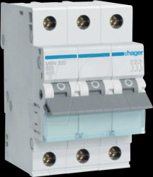 MBN320 Circuit breaker, 3-pole, 6 kA, B characteristic, 20 A, 3 modules