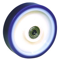 Kółko do wózka, Lite, Poliuretan, Niebieski, Biały, obc.: 250kg, śred.: 100mm, szer.: 40mm