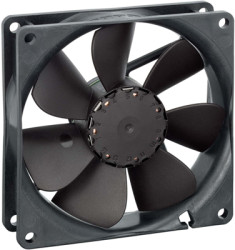 DC axial fan, 24 V, 92 x 92 x 25.4 mm, 82 m³/h, 36 dB, ball bearing, ebm-papst 3414 N/2