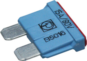 Automotive flat fuse, 15 A, 80 V, blue, (L x W x H) 19 x 5 x 19 mm, 166.7000.5152