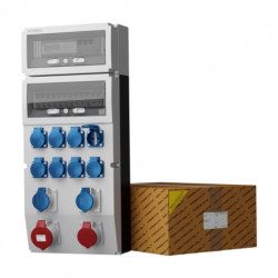 Rozdzielnica budowlana eXT-S/FI 32A 16A kempingowe 2x16A 8x230V + licznik 3 fazowy Schuko 0786