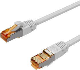 Patch cable, RJ45 plug, straight to RJ45 plug, straight, Cat 6A, S/FTP, PVC, 0.15 m, gray, FL31-60310