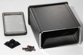 Aluminum RF enclosure, (L x W x H) 120 x 104 x 55 mm, black, IP54, 1457N1201EBK